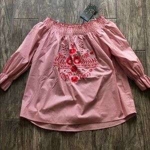 Floral Embroidered Off the Shoulder Top